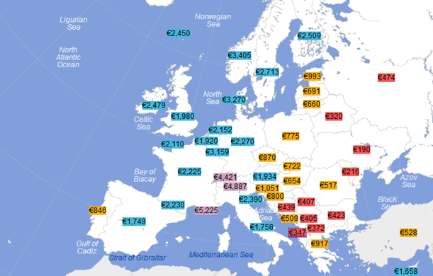 Harta, Shqiperia me pagen mesatare me te ulet ne Europe